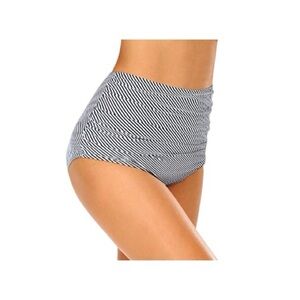 NWOT Striped Black & White High-Waisted Bikini Bottom Size 16